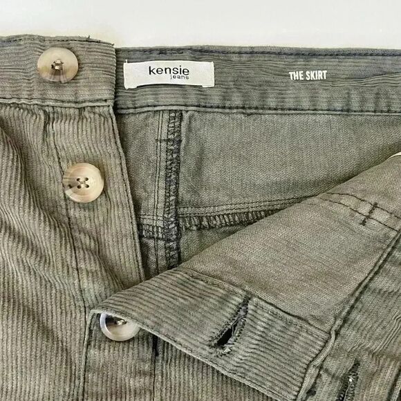 Kensie Women’s Corduroy High-Waist Mini A-Line Skirts Olive Green Size 8/29 - Picture 5 of 11